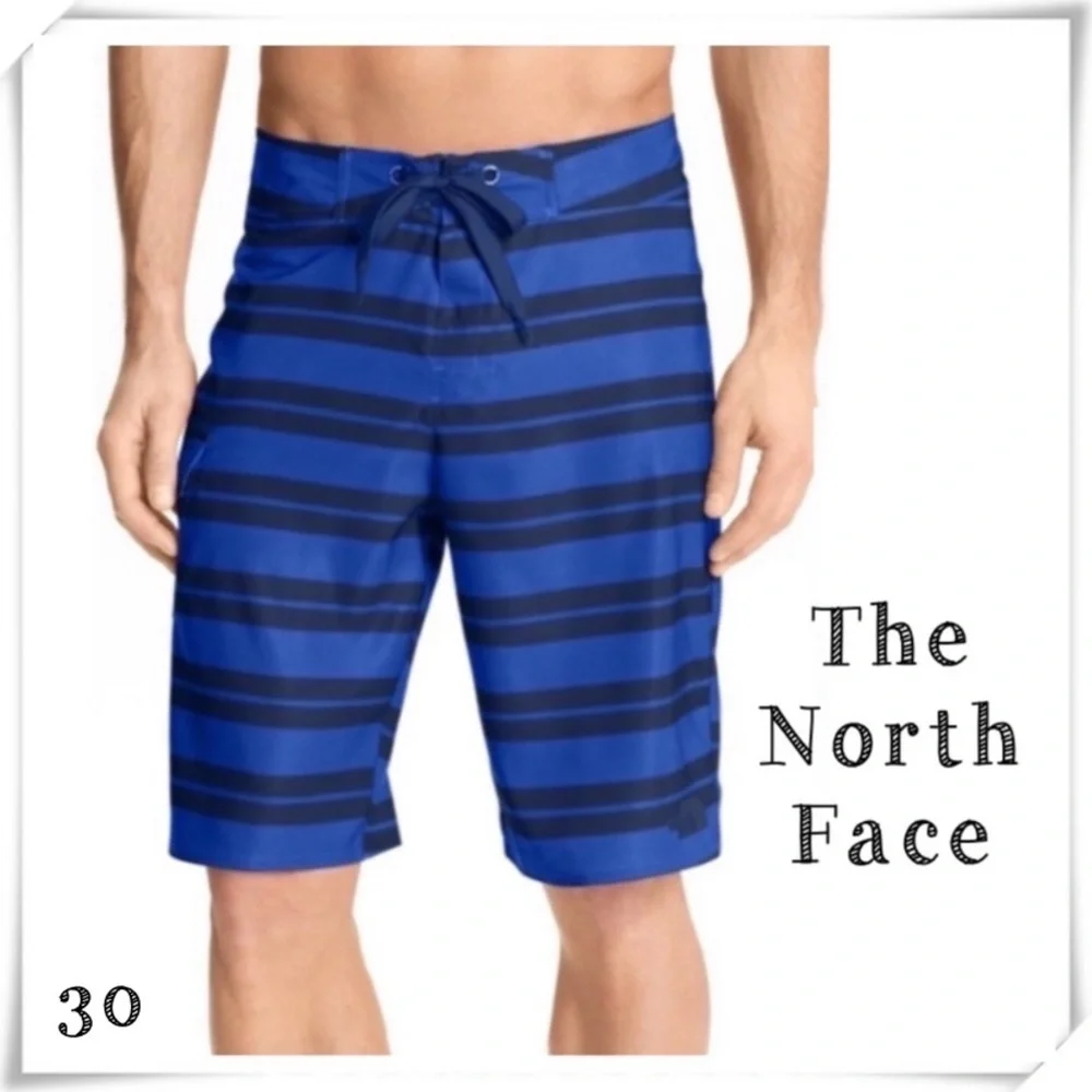 NORTH Face Melvich Stripe Swim Board Shorts UPF50 In Blue Size 30